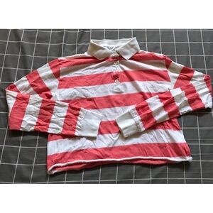 Coral & White stripped polo